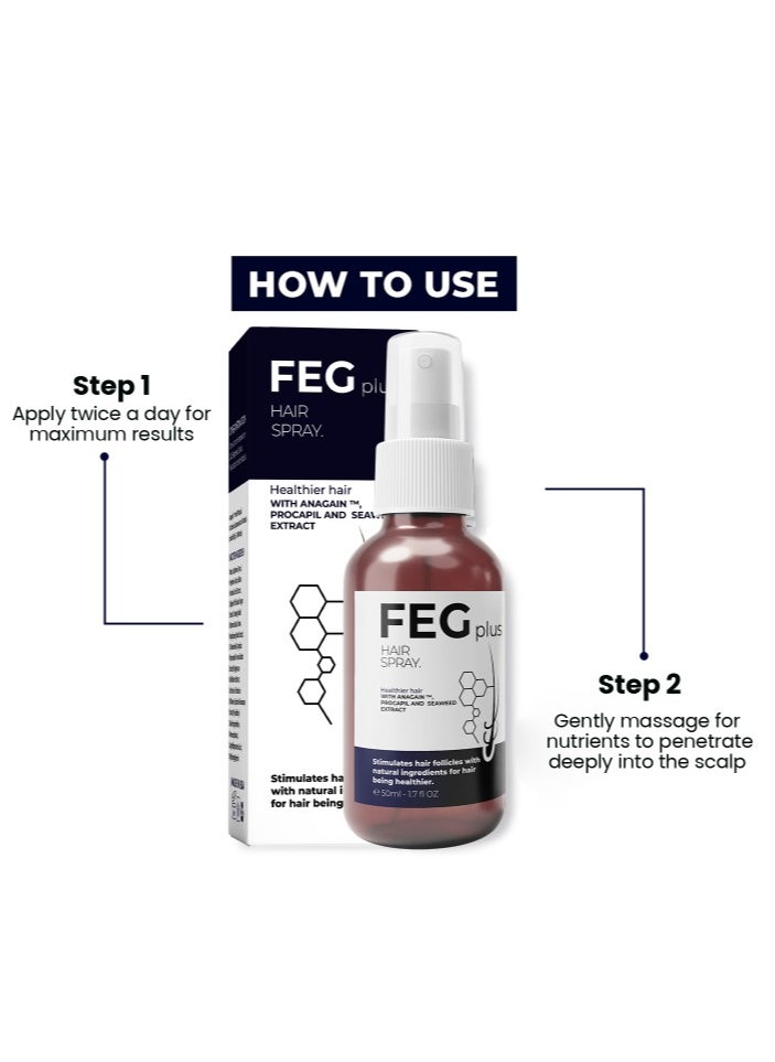 FEGPLUS Hair Growth Serum - 22% Seaweed Extract For Hair Loss Control & Hair Growth In Men & Women, Boost Thicker Beard & Hair Growth, Improve Baldness | The best hair serum made in the USA (50ml)