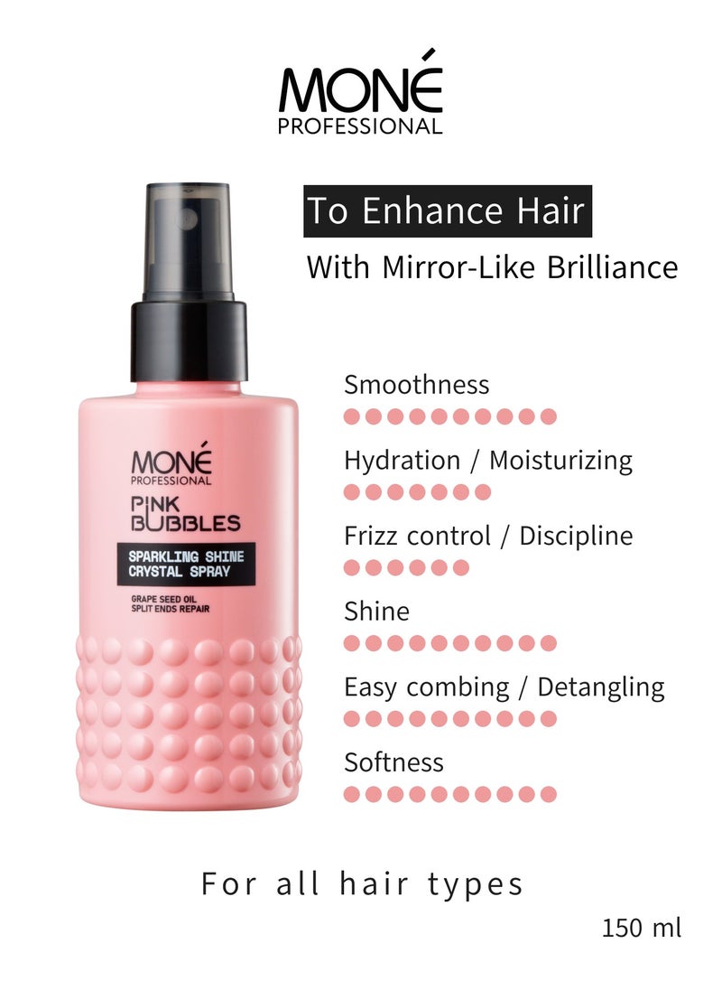 Sparkling Shine Crystal Spray - Finishing Shine Spray With 7-oil Formula, Split Ends Care, Length Preservation, Hollywood Waves Shine, Smooth Styles, Hair Perfume, Wet Effect, Lightweight, No Stains,150ml.