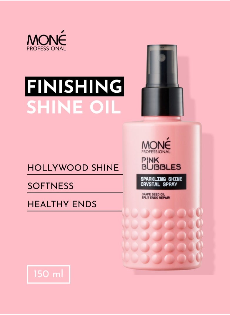 Sparkling Shine Crystal Spray - Finishing Shine Spray With 7-oil Formula, Split Ends Care, Length Preservation, Hollywood Waves Shine, Smooth Styles, Hair Perfume, Wet Effect, Lightweight, No Stains,150ml.