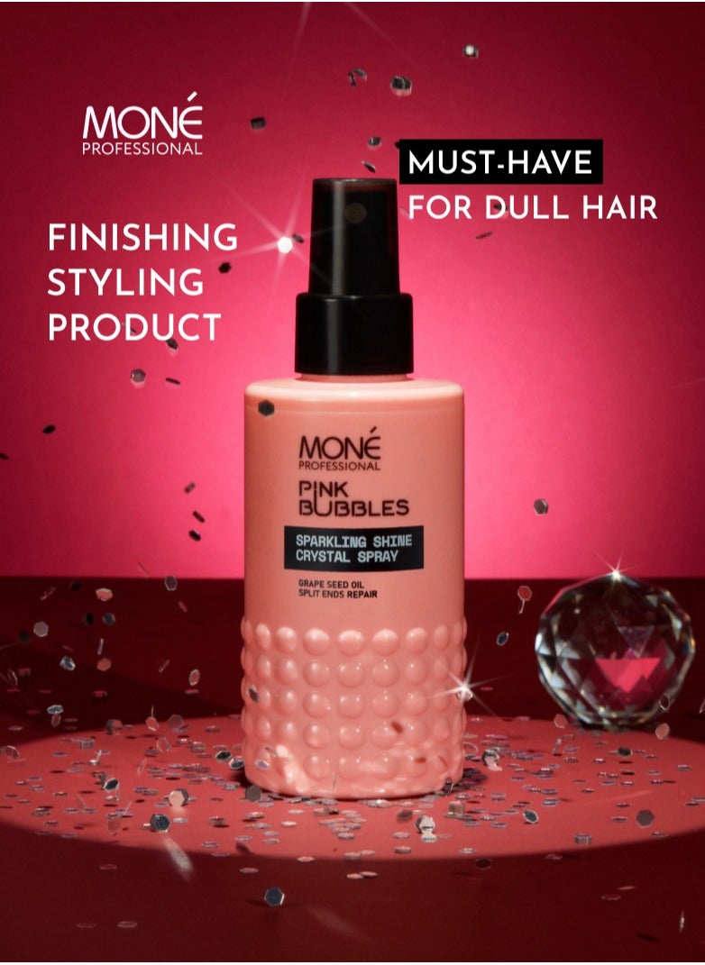 Sparkling Shine Crystal Spray - Finishing Shine Spray With 7-oil Formula, Split Ends Care, Length Preservation, Hollywood Waves Shine, Smooth Styles, Hair Perfume, Wet Effect, Lightweight, No Stains,150ml.