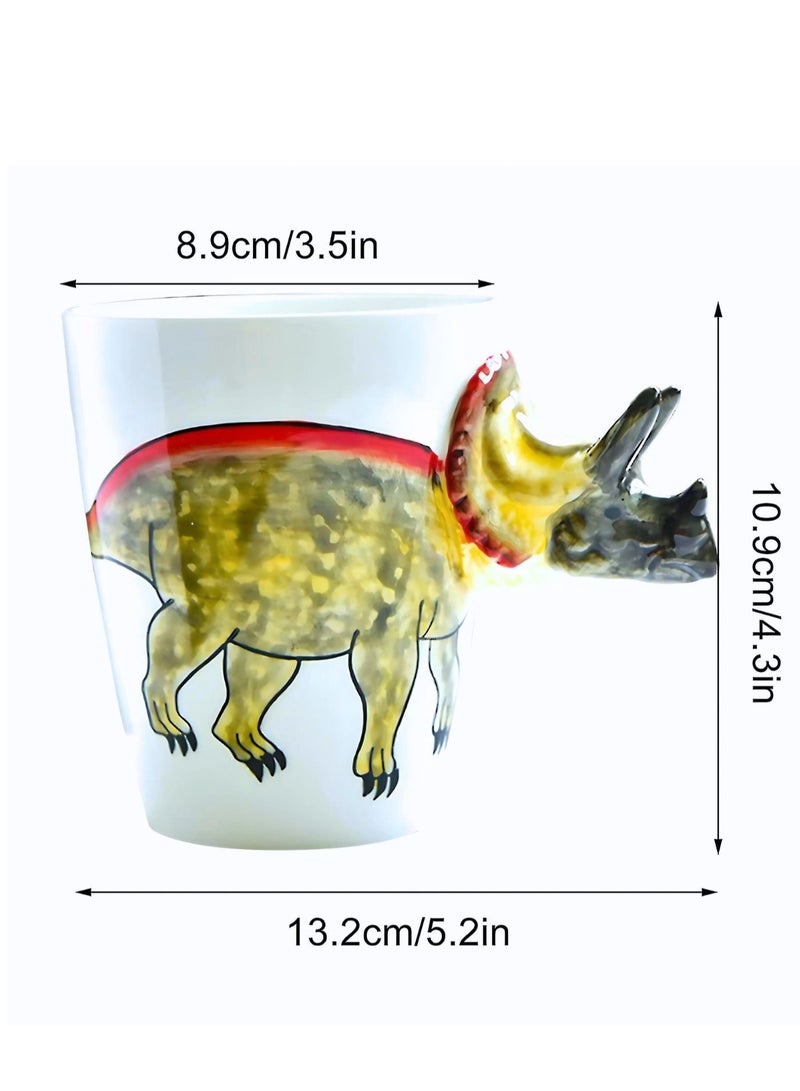 3D Triceratops Dinosaur Mug – Fun Ceramic Coffee Cup with Sculpted Handle