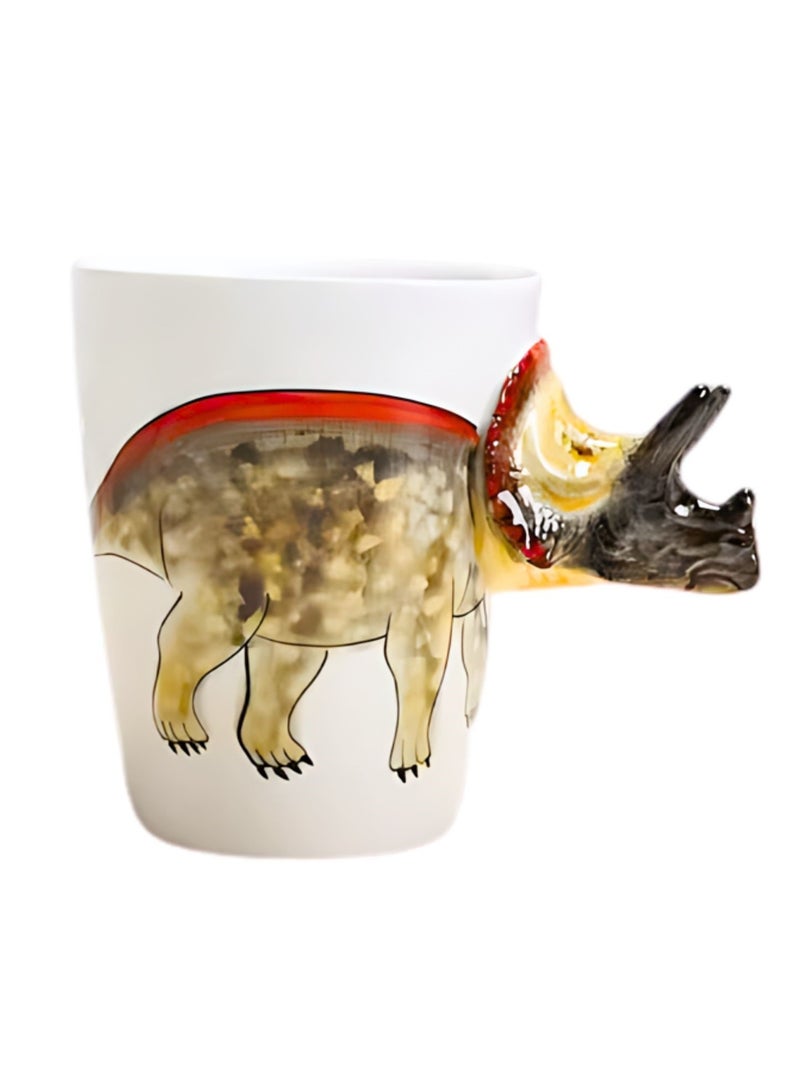3D Triceratops Dinosaur Mug – Fun Ceramic Coffee Cup with Sculpted Handle