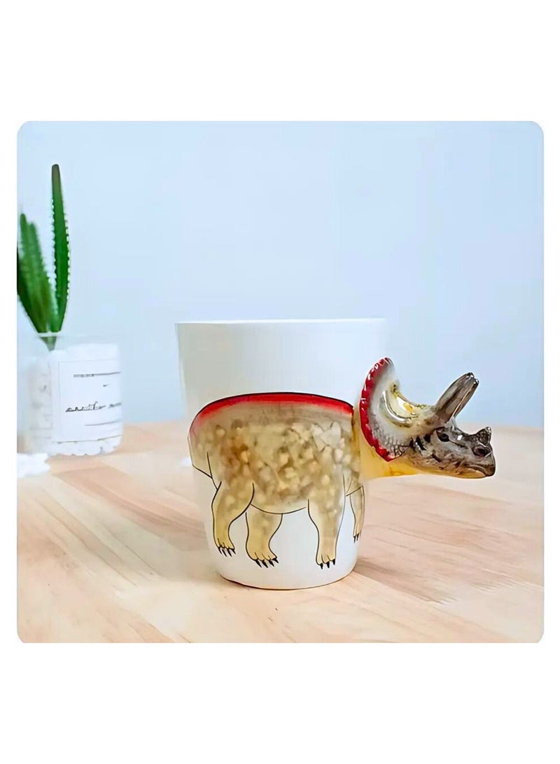 3D Triceratops Dinosaur Mug – Fun Ceramic Coffee Cup with Sculpted Handle