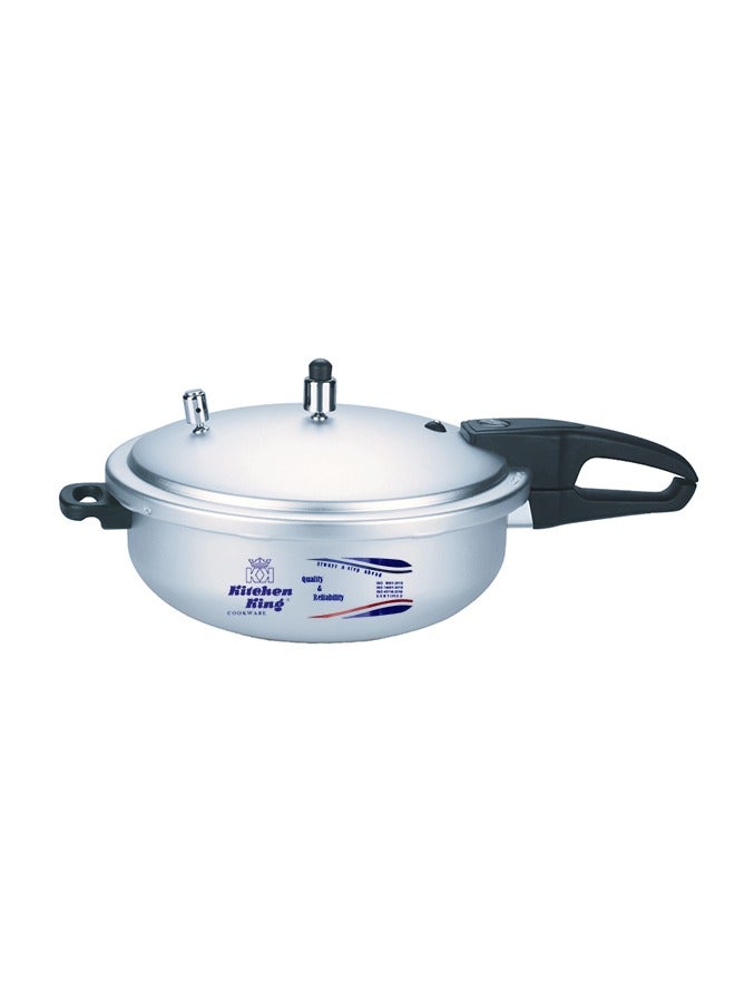 9Liters Kitchen King 2-in-1 Wok Pressure Cooker, Durable Build, Promotes Healthy Cooking, Heat Resistant Handles, CGRS, Pressure Indication & Control, Heavy Body, Easy Open & Close, 9 Liters Silver