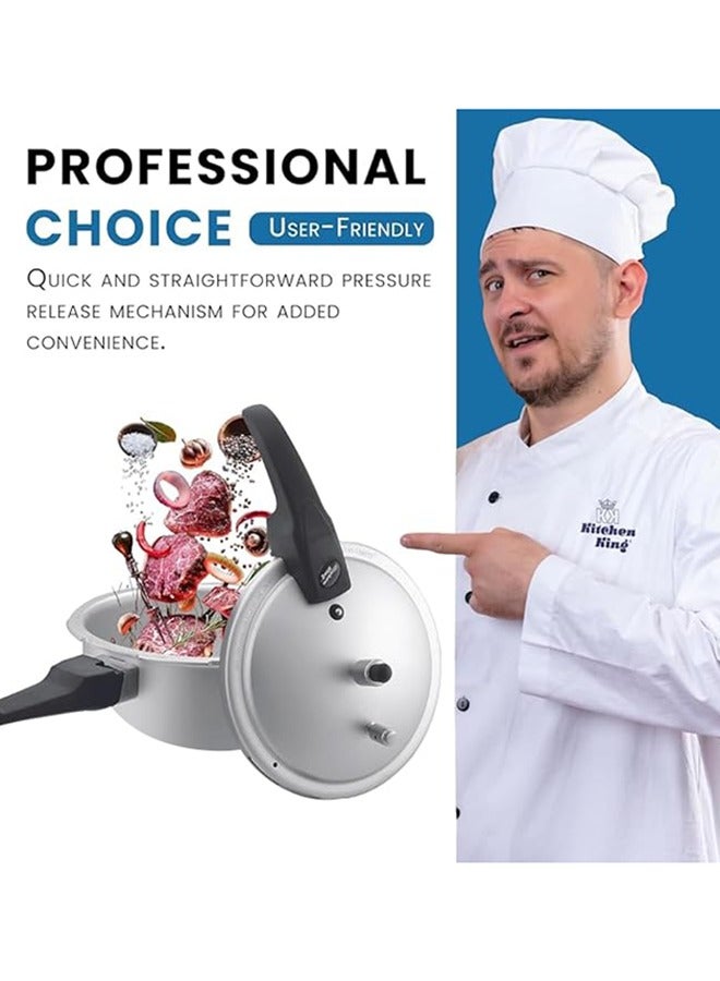 9Liters Kitchen King 2-in-1 Wok Pressure Cooker, Durable Build, Promotes Healthy Cooking, Heat Resistant Handles, CGRS, Pressure Indication & Control, Heavy Body, Easy Open & Close, 9 Liters Silver