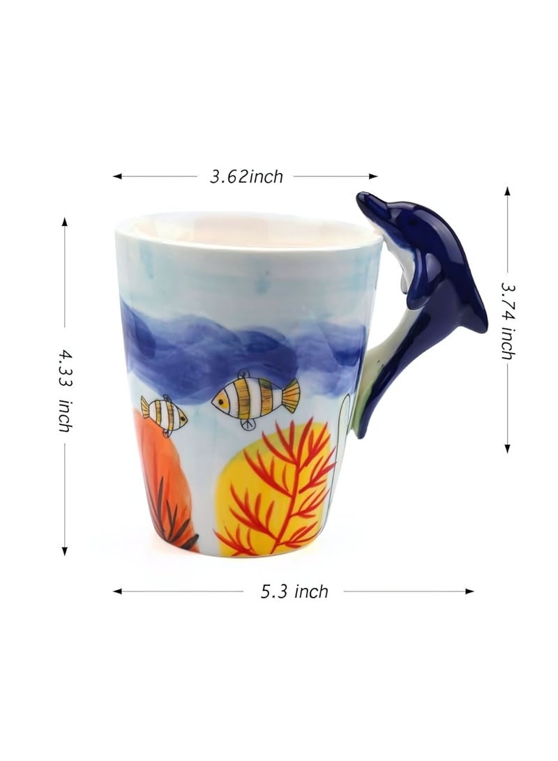 3D Dolphin Mug – Ocean-Themed Ceramic Cup with Sculpted Dolphin Handle