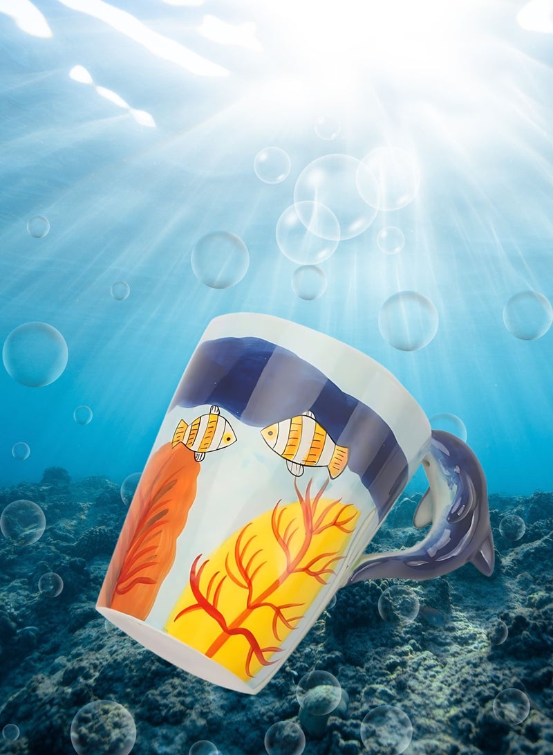 3D Dolphin Mug – Ocean-Themed Ceramic Cup with Sculpted Dolphin Handle