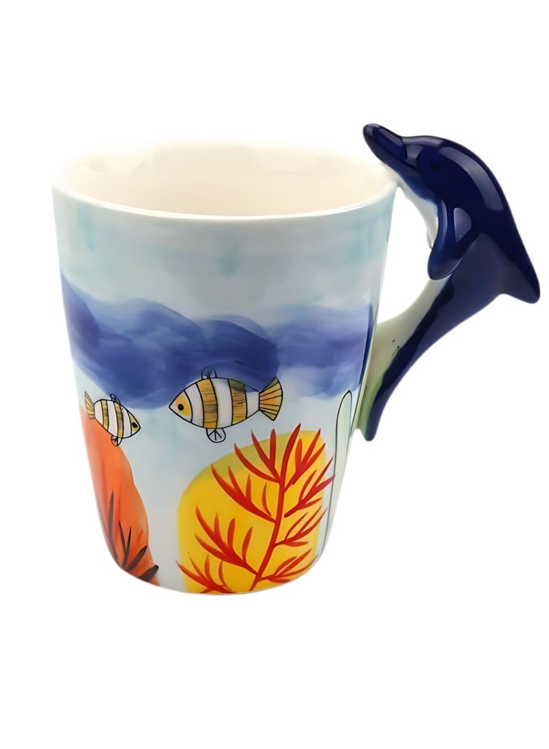3D Dolphin Mug – Ocean-Themed Ceramic Cup with Sculpted Dolphin Handle