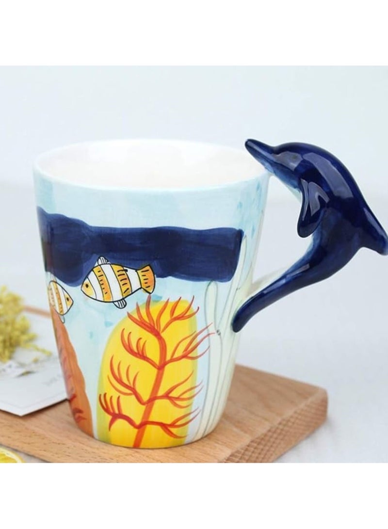 3D Dolphin Mug – Ocean-Themed Ceramic Cup with Sculpted Dolphin Handle