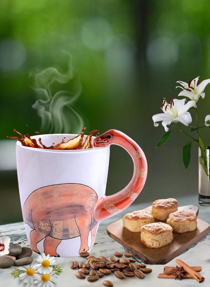 3D Dinosaur Ceramic Mug – Fun Brontosaurus Handle Design for Kids and Dino Lovers