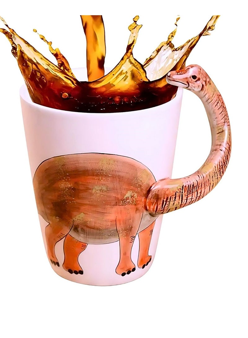 3D Dinosaur Ceramic Mug – Fun Brontosaurus Handle Design for Kids and Dino Lovers