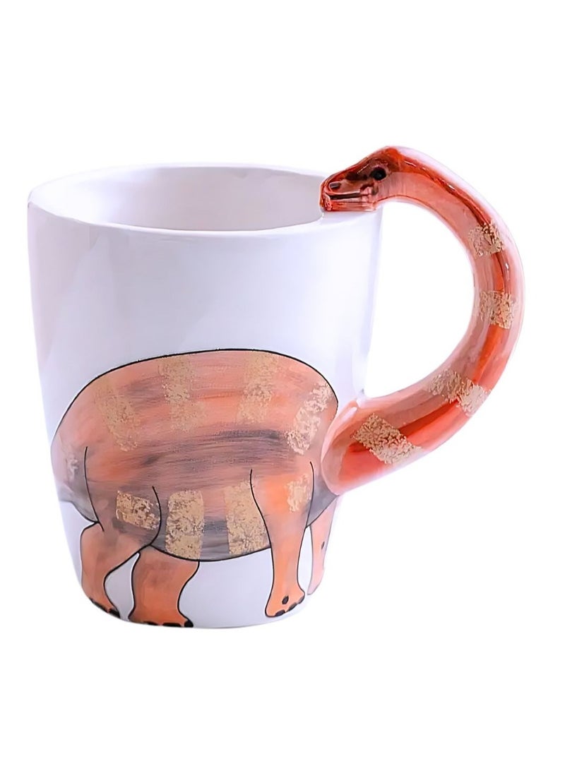 3D Dinosaur Ceramic Mug – Fun Brontosaurus Handle Design for Kids and Dino Lovers