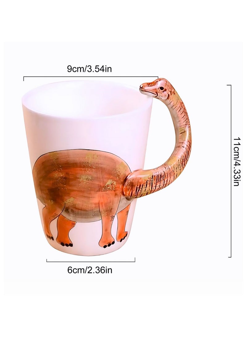 3D Dinosaur Ceramic Mug – Fun Brontosaurus Handle Design for Kids and Dino Lovers