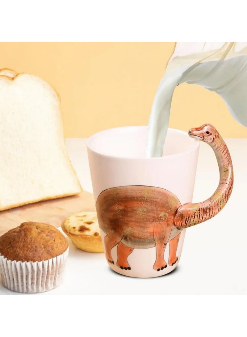 3D Dinosaur Ceramic Mug – Fun Brontosaurus Handle Design for Kids and Dino Lovers