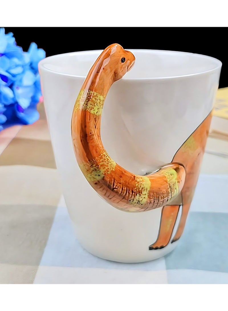 3D Dinosaur Ceramic Mug – Fun Brontosaurus Handle Design for Kids and Dino Lovers