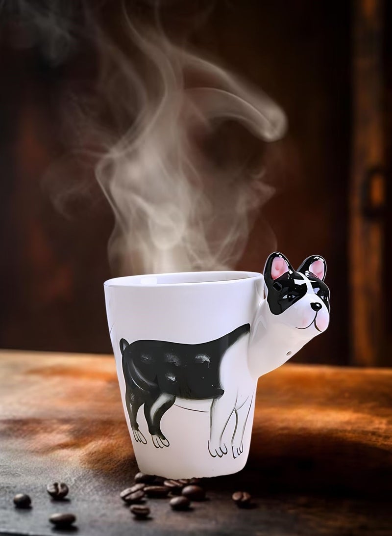 3D French Bulldog Ceramic Mug – Unique Pet Lover’s Coffee Cup with Adorable Handle Design