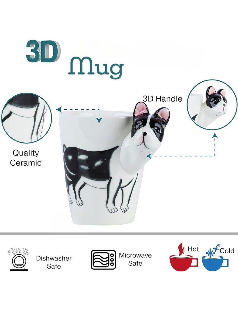 3D French Bulldog Ceramic Mug – Unique Pet Lover’s Coffee Cup with Adorable Handle Design