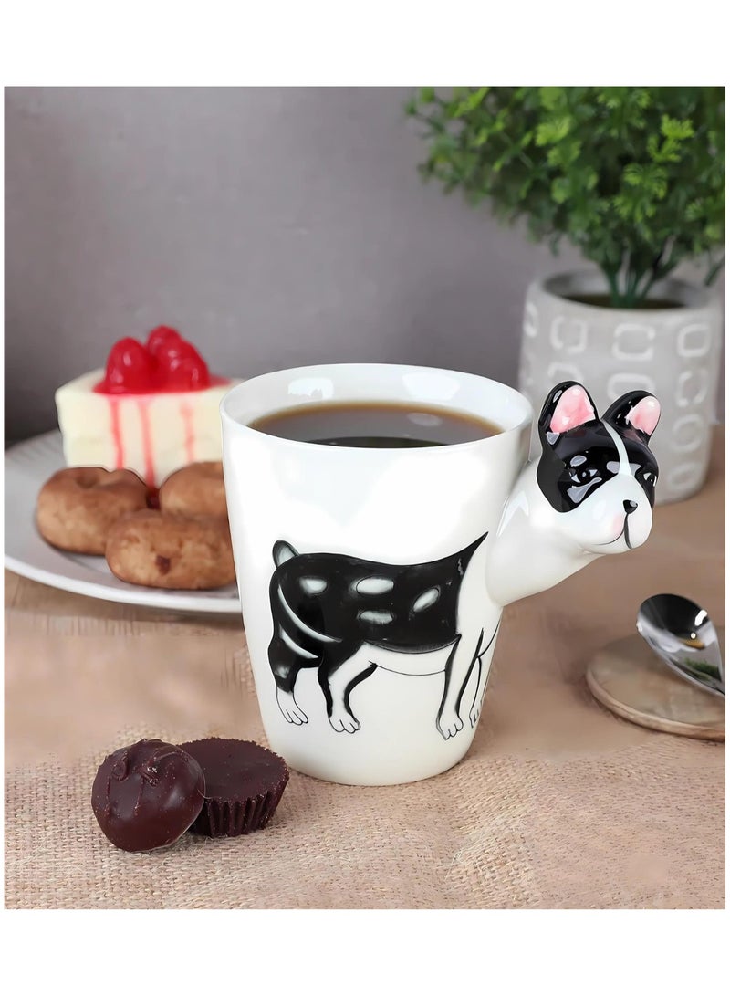 3D French Bulldog Ceramic Mug – Unique Pet Lover’s Coffee Cup with Adorable Handle Design