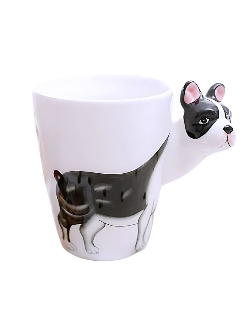 3D French Bulldog Ceramic Mug – Unique Pet Lover’s Coffee Cup with Adorable Handle Design