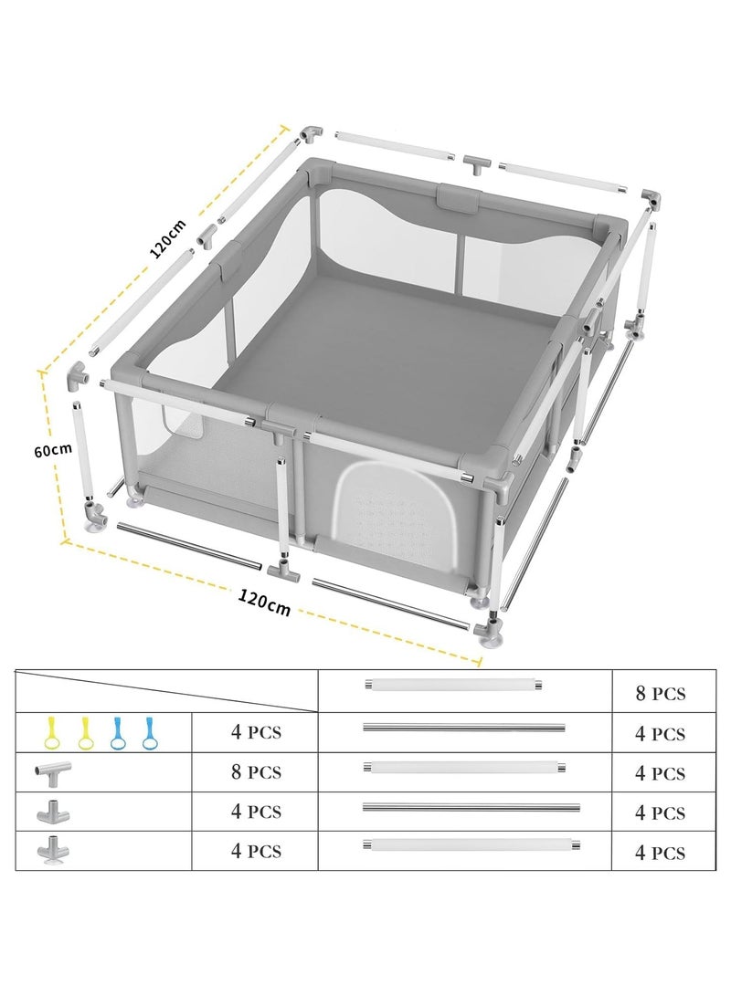 Baby Playpen Large Playpen for Toddler, Baby Safe Activity Center Baby Bumper Foam Playpen with Breathable Mesh Playpen 180 * 150cm with Balls & Accessories