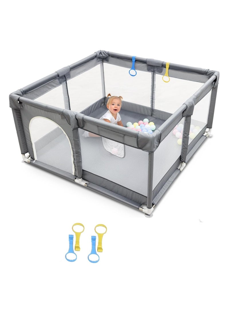 Baby Playpen Large Playpen for Toddler, Baby Safe Activity Center Baby Bumper Foam Playpen with Breathable Mesh Playpen 180 * 150cm with Balls & Accessories