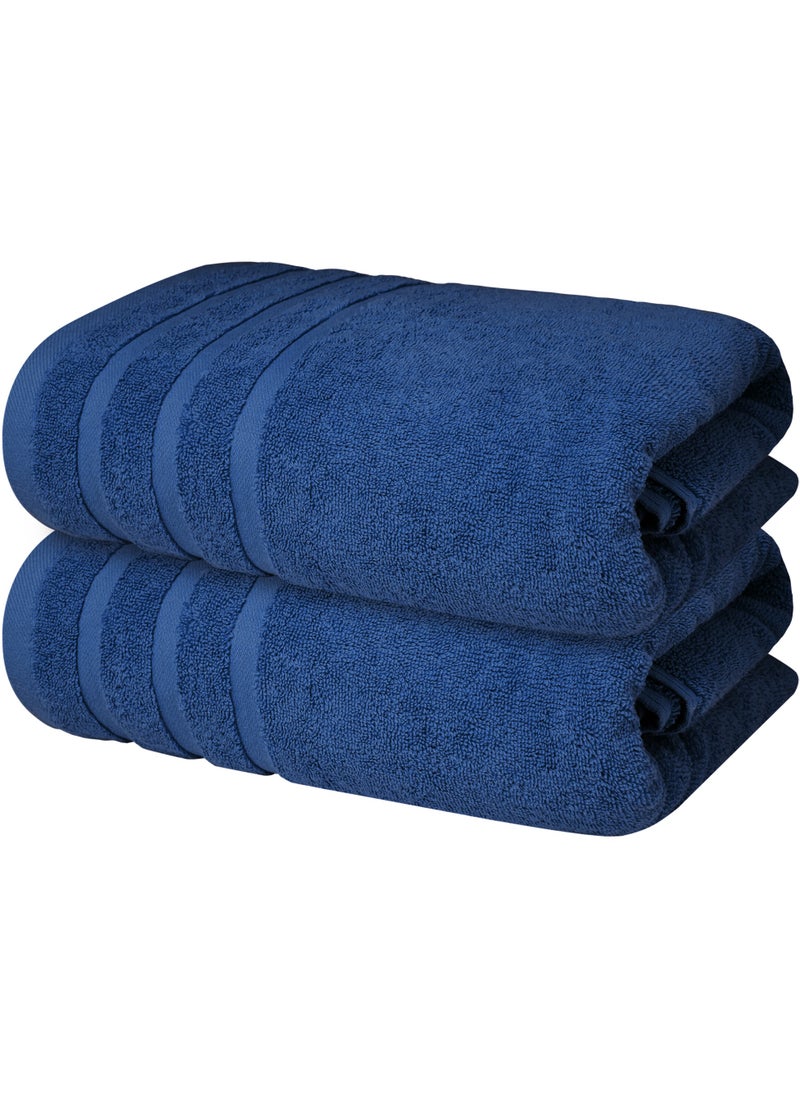 Premium Navy Blue Bath Towels 100% Cotton 70cm x 140cm Pack of 2, Ultra Soft and Highly Absorbent Hotel and Spa Quality Bath Towels for Bathroom by Infinitee Xclusives