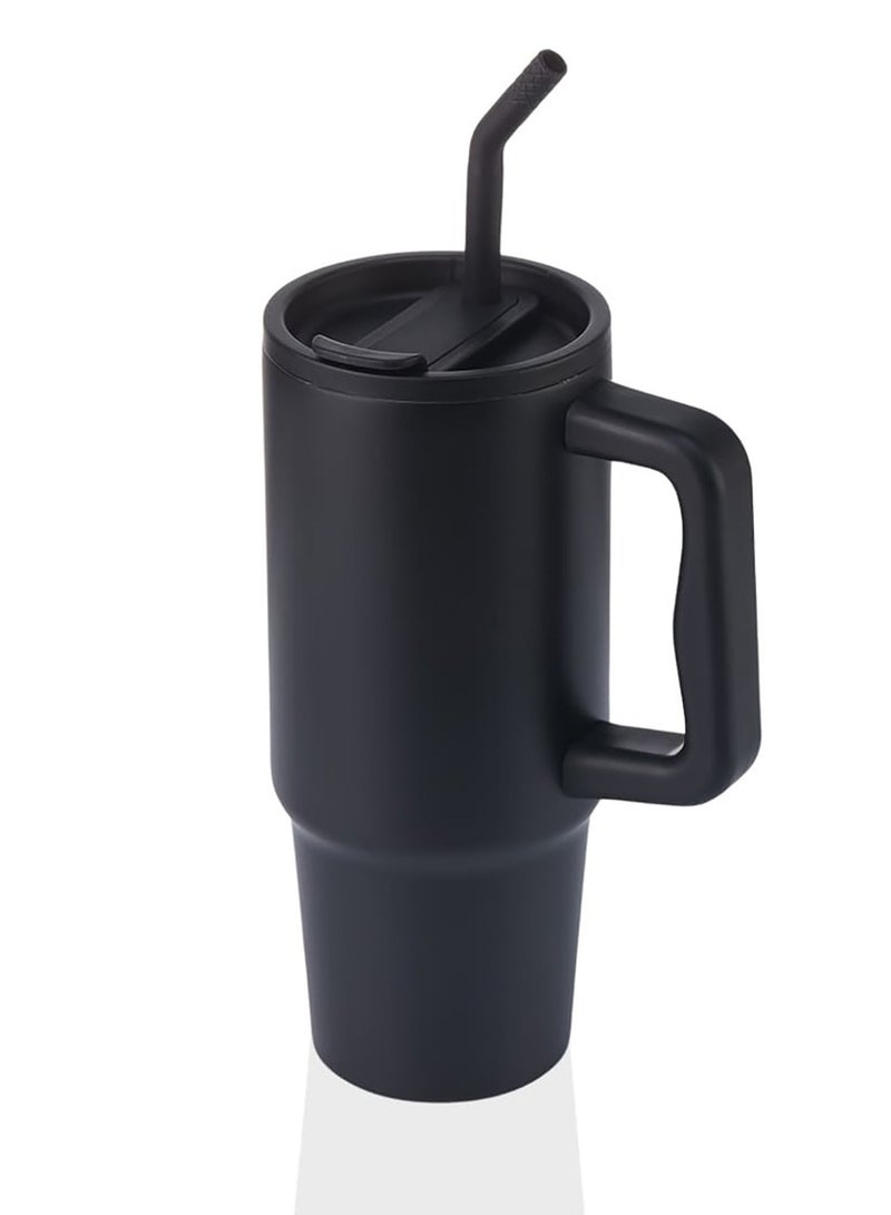 BERN - Recycled Stainless Steel Tumbler with Reusable Straw - Black