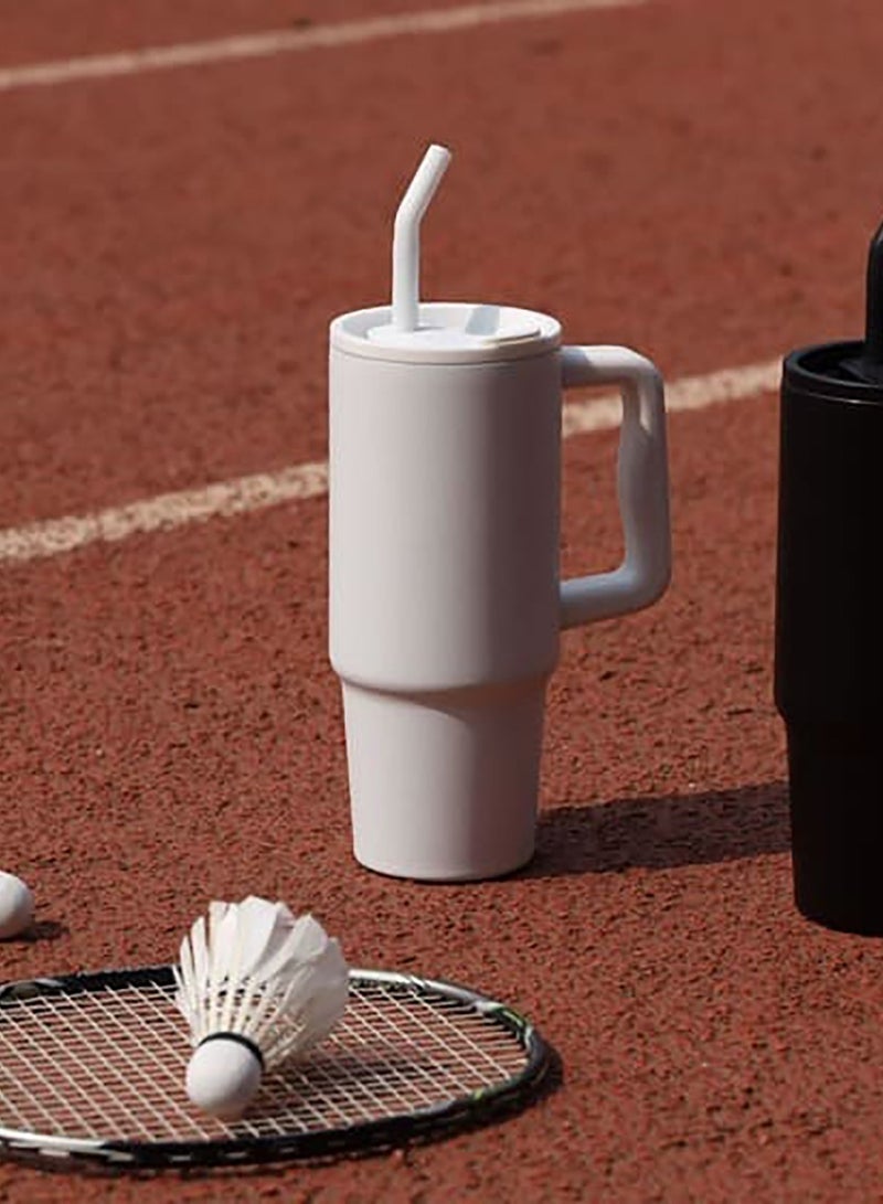 BERN - Recycled Stainless Steel Tumbler with Reusable Straw - White