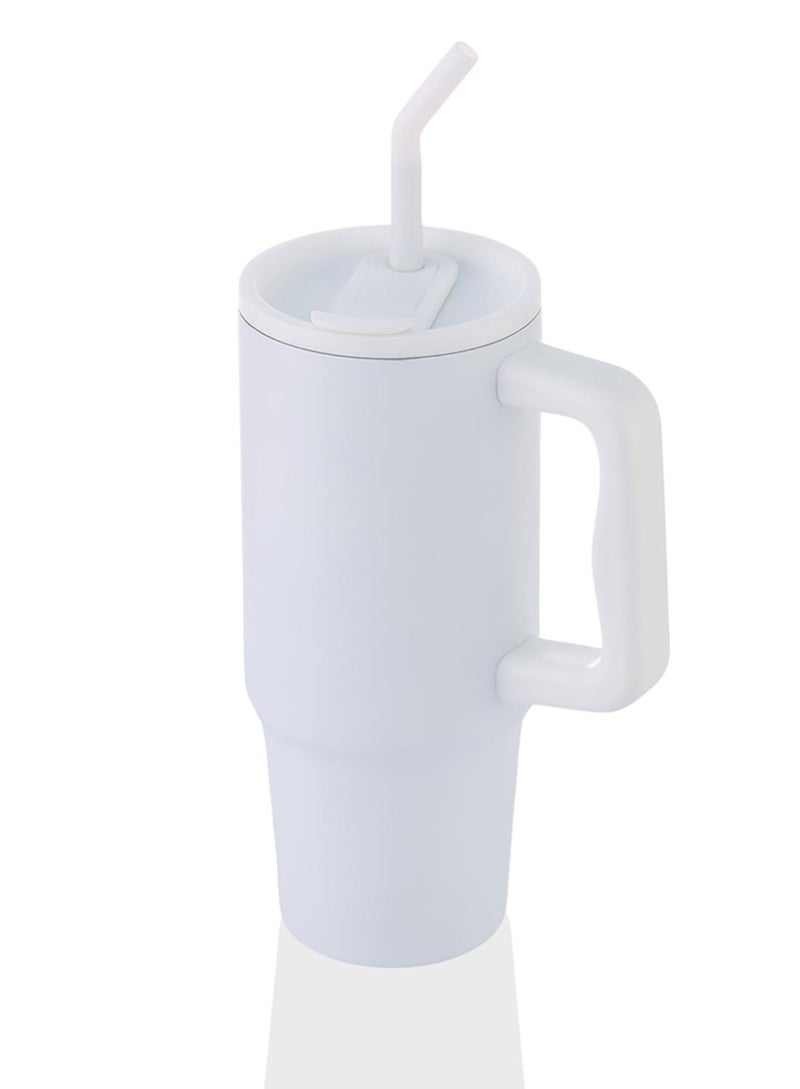 BERN - Recycled Stainless Steel Tumbler with Reusable Straw - White