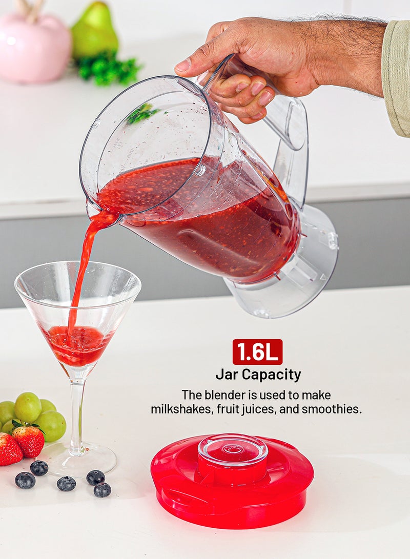 2-In-1 Blender- 1.6 Liter, 650 W, Powerful Motor With 2 Speed Setting And Pulse,2 Years Warranty 1.6 L 650 W KNB6013N Red