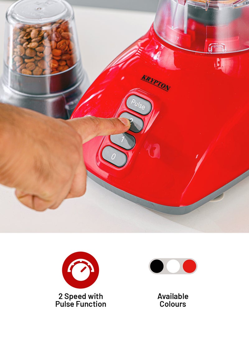 2-In-1 Blender- 1.6 Liter, 650 W, Powerful Motor With 2 Speed Setting And Pulse,2 Years Warranty 1.6 L 650 W KNB6013N Red