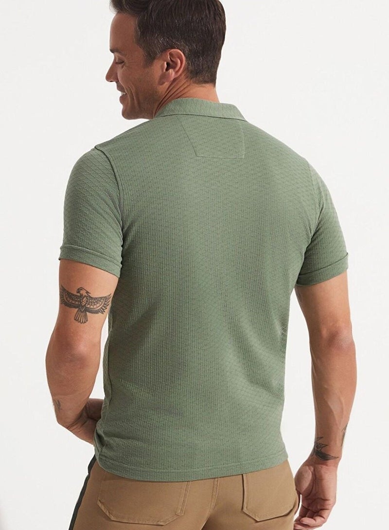 Half Zip Detail Polo Shirt