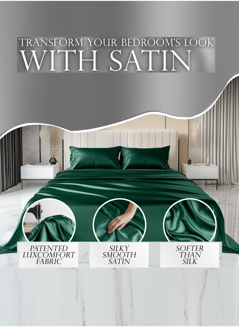 4 Piece Luxury Silk Feel Satin Bed Sheets Full Bedding Set (1 Flat Sheet,1 Fitted Sheet,2 Pillow Cases)