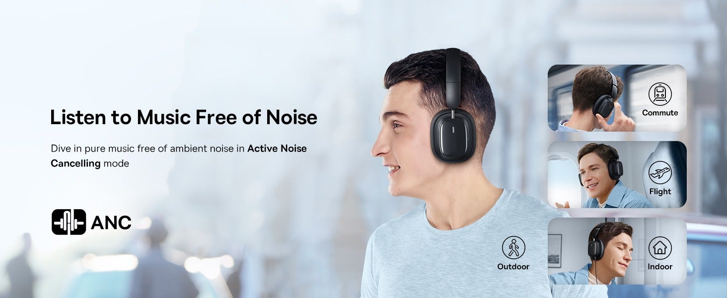 Hybrid ANC Wireless Headphones with Active Noise Cancellation, Hi-Res LHDC Audio, 100 Hours Playback, Bluetooth 5.3, Low Latency 0.038s, ENC Microphone, Comfortable Ergonomic Design, Multi-Device Connectivity, Foldable Lightweight Headset for iPhone, Samsung, Android, MacBook, Laptop, Gaming (Black) Black