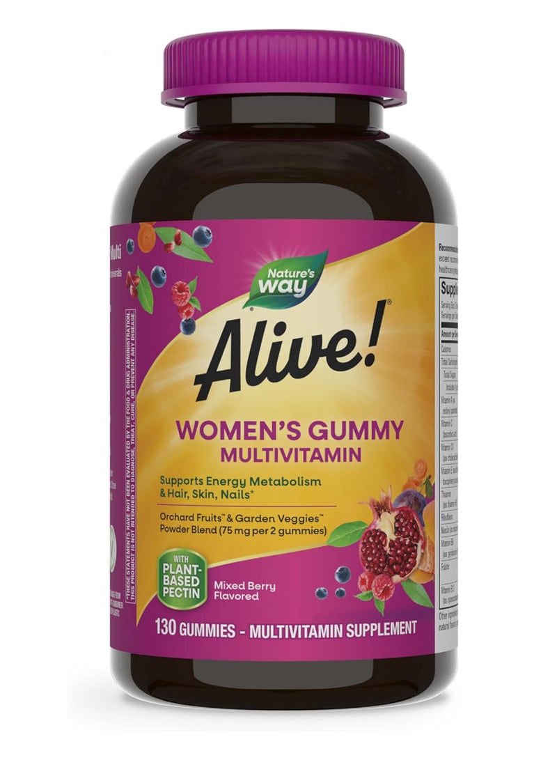 Alive Women's 50+, Multivitamin Gummy, Mixed Berry Flavored,130 Gummies (Packaging May Vary)