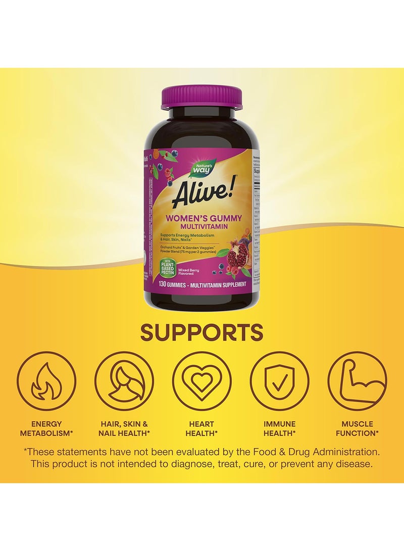 Alive Women's 50+, Multivitamin Gummy, Mixed Berry Flavored,130 Gummies (Packaging May Vary)