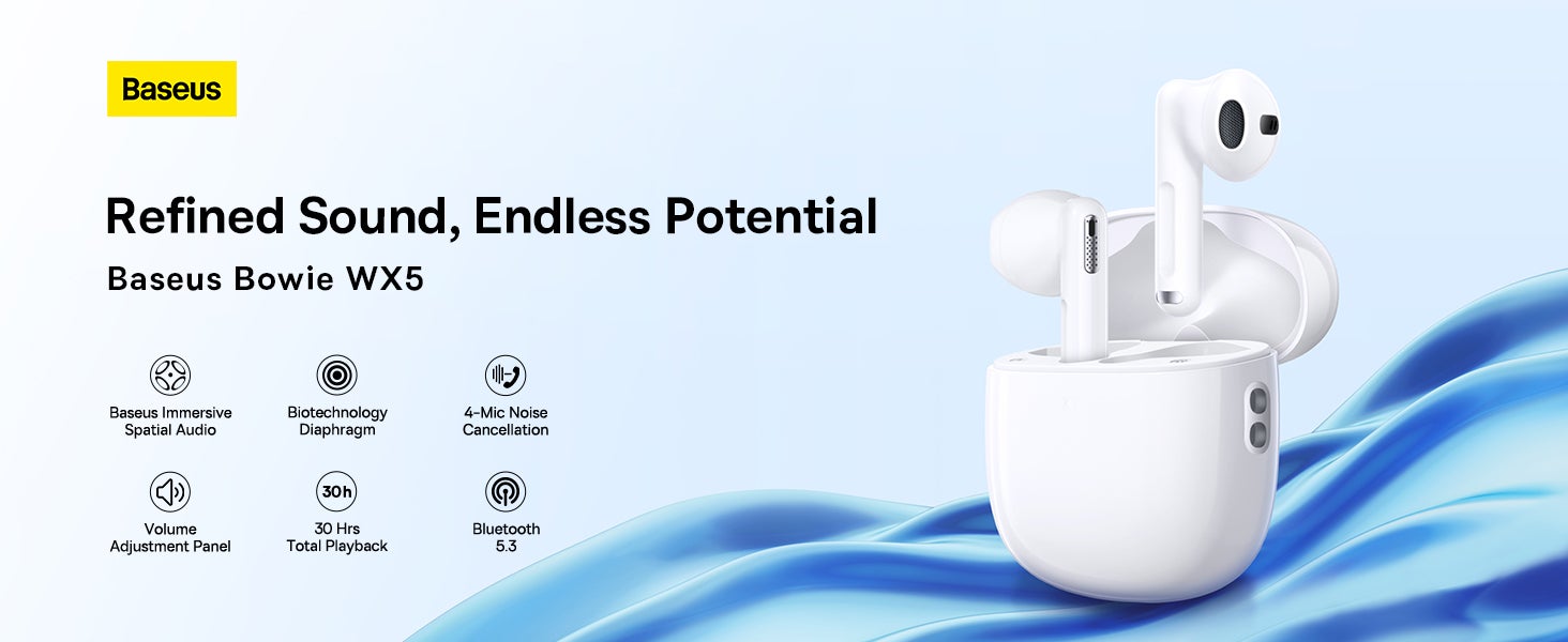 Wireless Earbuds, 30H Playback Bluetooth V5.3 TWS Earbuds With 4 ENC Mics, Call Noise Reduction Headset Pro Low Latency Earbuds 30H Playtime Fast Charge Ear Buds Compatible for Android And iOS White