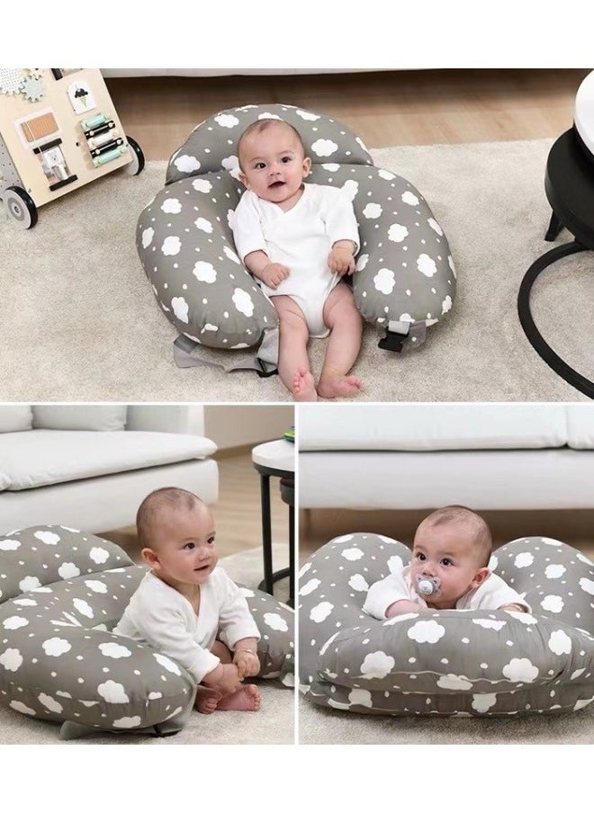 Nursing Pillow Breastfeeding, Original Plus Size, With Adjustable Waist Strap, Removable Cotton Cover, More Support For Mom And Baby Grey