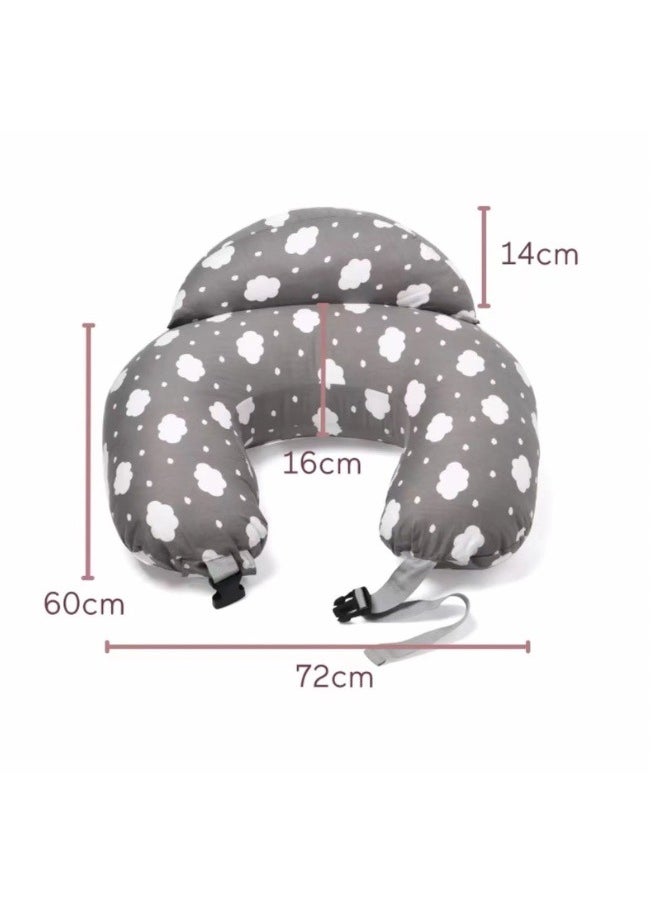 Nursing Pillow Breastfeeding, Original Plus Size, With Adjustable Waist Strap, Removable Cotton Cover, More Support For Mom And Baby Grey