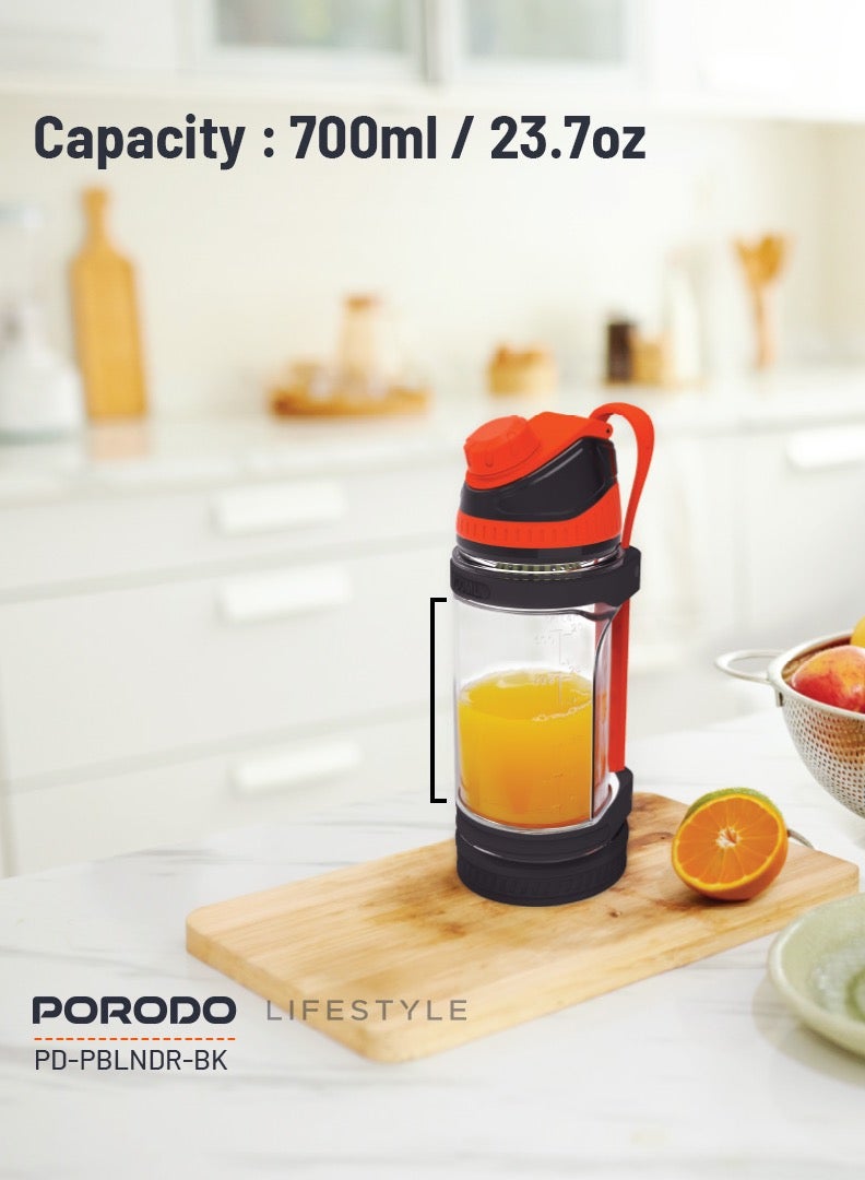 Dual Spin Clockwise & Reverse Portable Blender / 700ml / 2000mAh x3 Battery Capacity / Stainless Steel Blades / ABS Base / 3 Hours Charging Time / 240W Power - Black