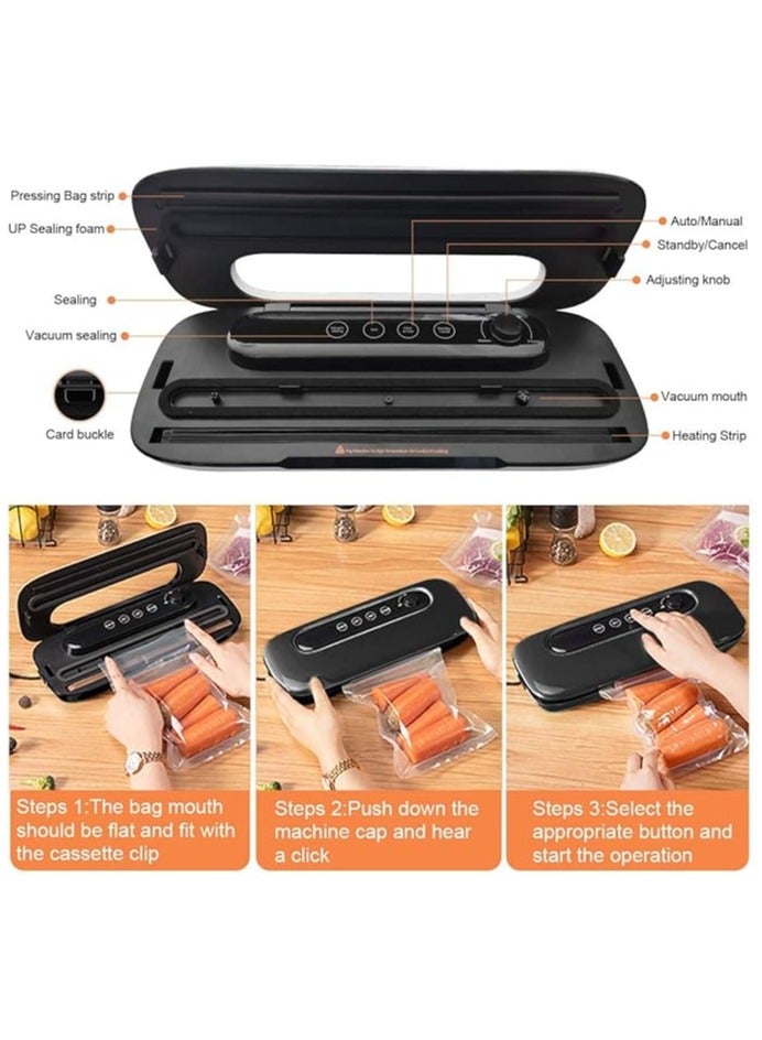 Vacuum Sealer Machine, Automatic Food Saver Machine, Portable Mini Compact Food Sealer Vacuum for Dry&Moist&Freeze Food,Chip Plastic Snack Bags Lower Noise, Led Indicator Light, 6 Vacuum Bags