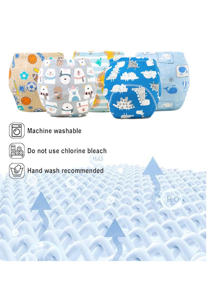 5-Pack Baby Potty Training Pants Breathable Toddler Underwear for Boys and Girls Highly Absorbent Reusable Diapers for 1-3 Years Old Washable Cotton Pocket Diapers