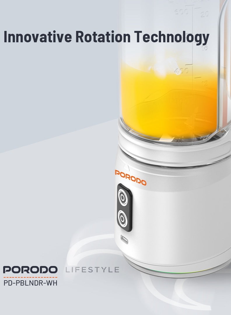 Dual Spin Clockwise & Reverse Portable Blender / 700ml / 2000mAh x3 Battery Capacity / Stainless Steel Blades / ABS Base / 3 Hours Charging Time / 240W Power - White