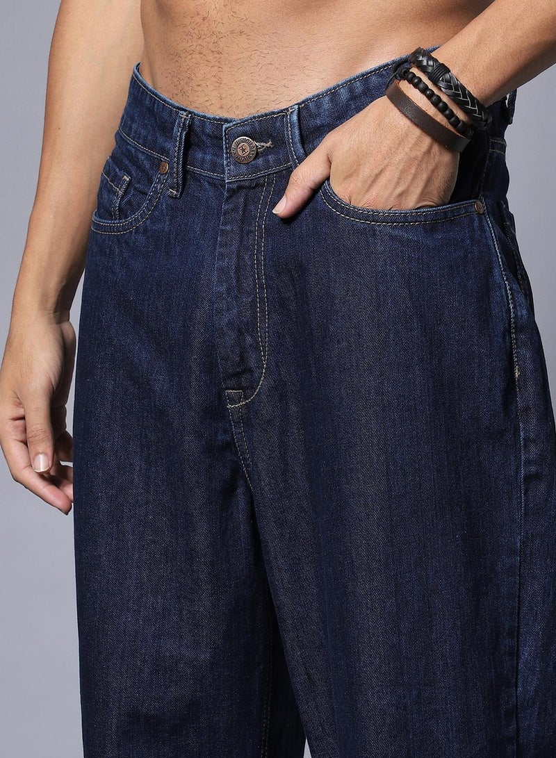 Cotton Loose Wide Leg Mid Rise Jeans