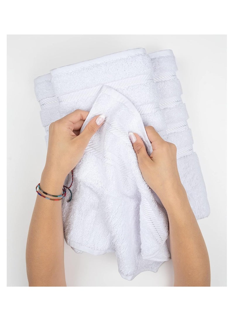 Towel Set Luxury Hotel Quality 600 GSM Genuine Combed Cotton, Super Soft & Absorbent Family Bath Towels 6 Piece Set -  2 Bath Towels, 2 Hand Towels, 2 Washcloths - Bright White