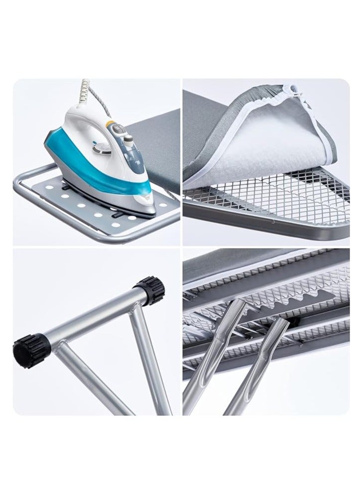 Ironing Board, Heat Resistant Cover Iron Board with Steam Iron Rest, Non-Slip Foldable Ironing Stand. Heavy Sturdy Metal Frame Legs Iron Stand(34 * 88 * 134 cm) Silver Gray Color