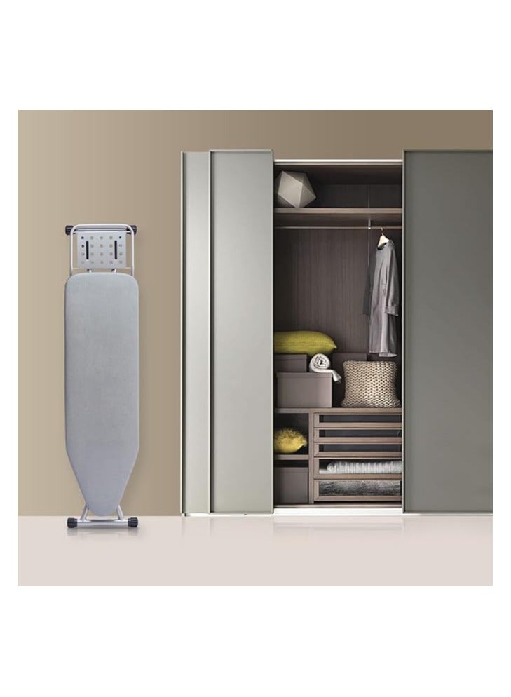 Ironing Board, Heat Resistant Cover Iron Board with Steam Iron Rest, Non-Slip Foldable Ironing Stand. Heavy Sturdy Metal Frame Legs Iron Stand(34 * 88 * 134 cm) Silver Gray Color