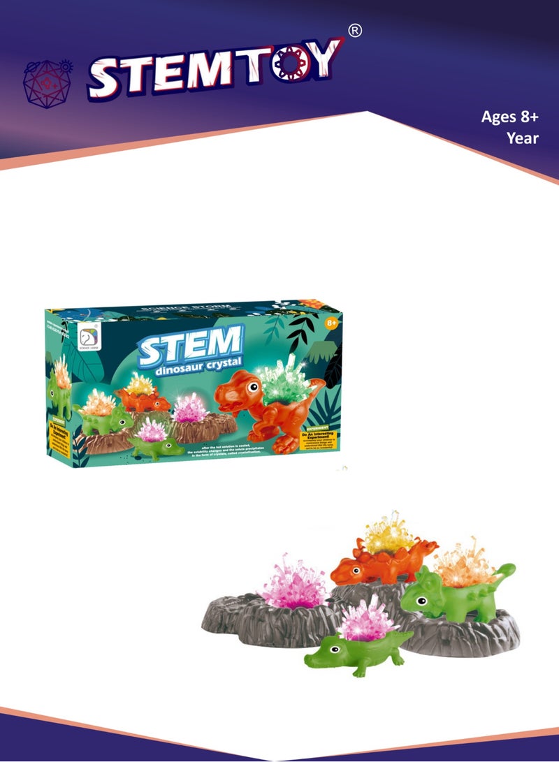 STEMTOY Crystal Growing Kit for Kids – Grow 4 Vibrant Colored Crystal Dinosaurs, Easy DIY Science Experiment Kit, Creative STEM Learning and Educational Toy & Gift for Boys & Girls Ages 8+