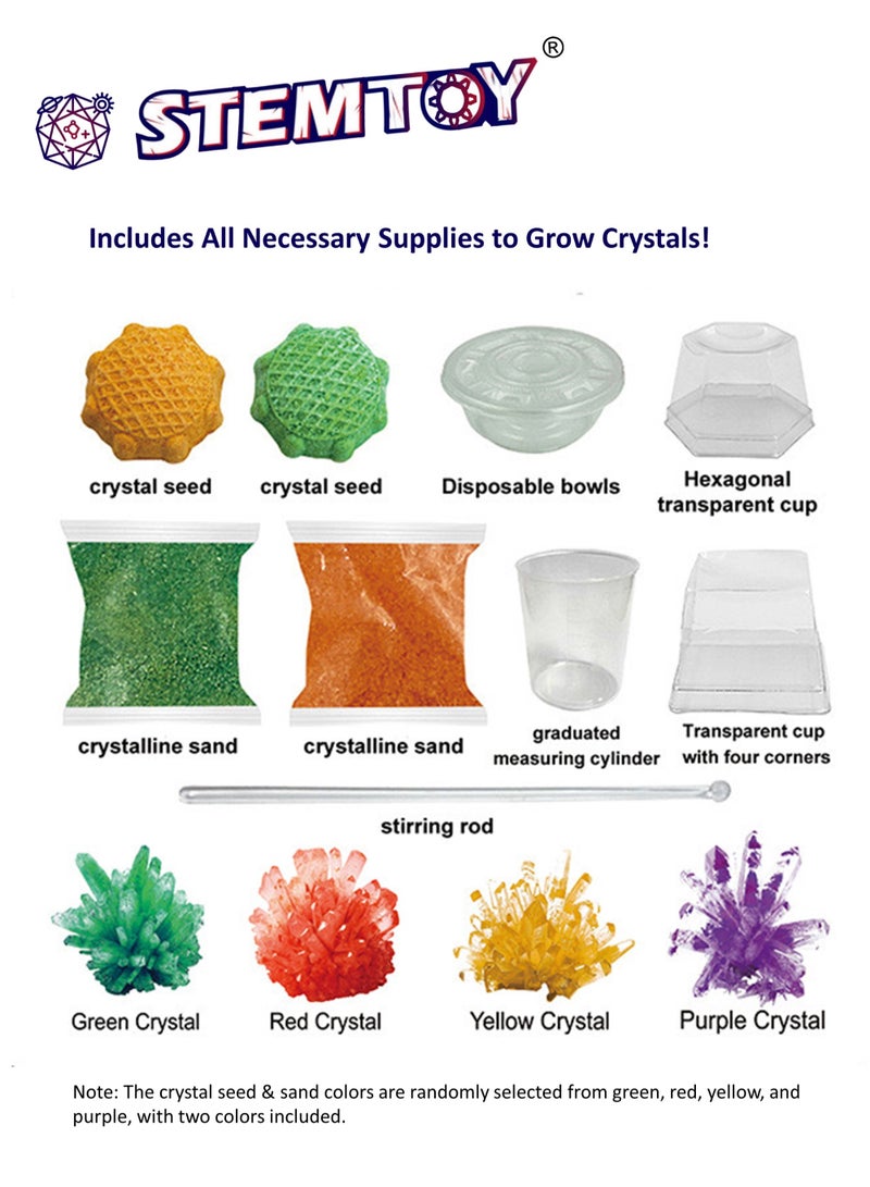 Crystal Growing Kit for Kids - 2pc Crystal Set - Grow Gemstone & Crystals with Display Stand, Easy DIY Science Experiment Kit, STEM Learning and Educational Toy & Gift for Boys & Girls Ages 6+