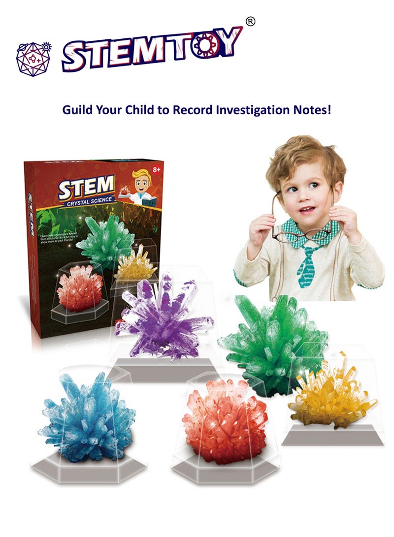 Crystal Growing Kit for Kids - 2pc Crystal Set - Grow Gemstone & Crystals with Display Stand, Easy DIY Science Experiment Kit, STEM Learning and Educational Toy & Gift for Boys & Girls Ages 6+